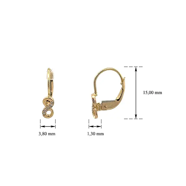 Vòng tai Vô cực vàng với đá zirconia