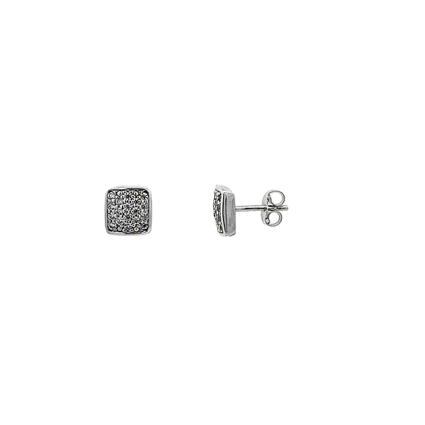 Khuyên tai bằng vàng trắng đính đá zircon trắng