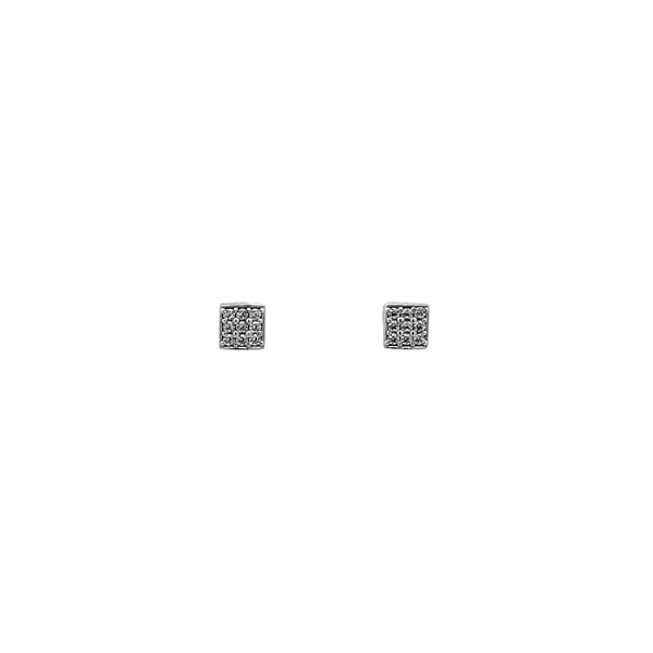 Khuyên tai bằng vàng trắng đính đá zircon trắng