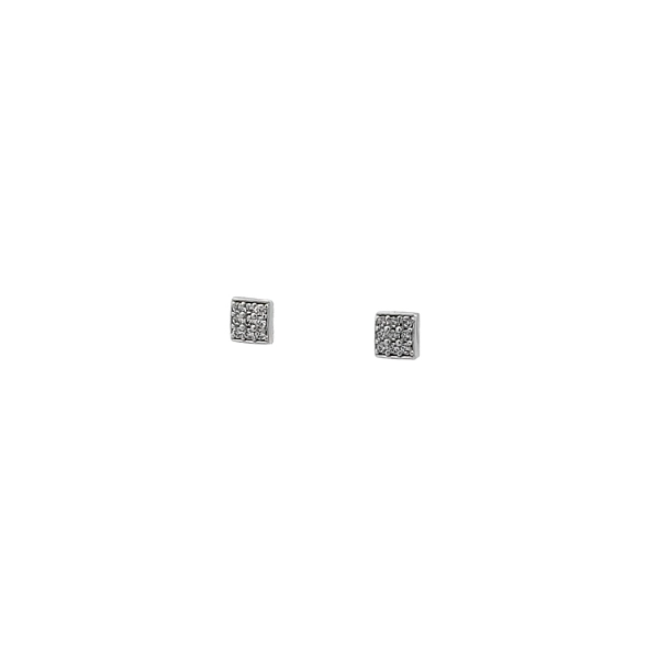 Khuyên tai bằng vàng trắng đính đá zircon trắng