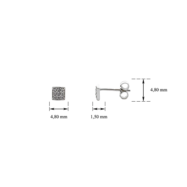 Khuyên tai bằng vàng trắng đính đá zircon trắng