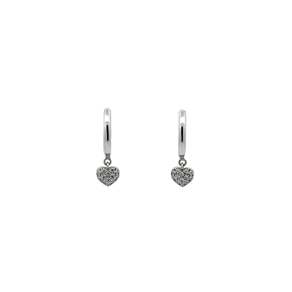 Khuyên tai hình trái tim với đá zircon trắng vàng