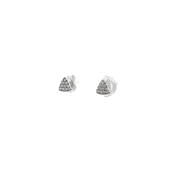 Khuyên tai bằng vàng trắng đính đá zircon trắng
