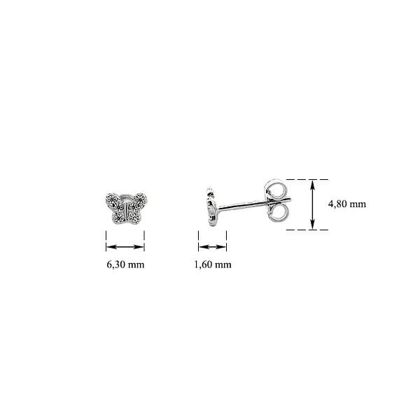 Khuyên tai hình bướm đính đá zircon