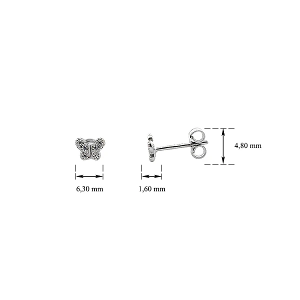Khuyên tai hình bướm đính đá zircon