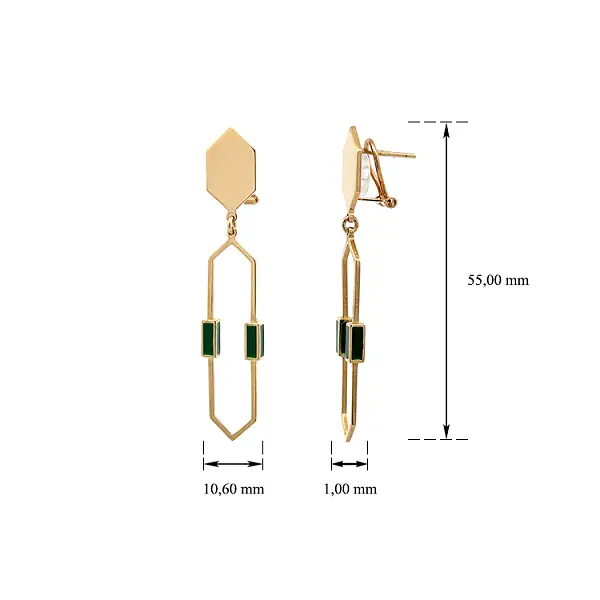 Vòng tai vàng cao cấp với họa tiết men sứ