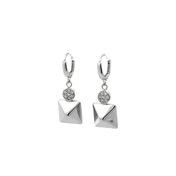 Vòng tai đeo dài bằng vàng trắng đính đá zircon