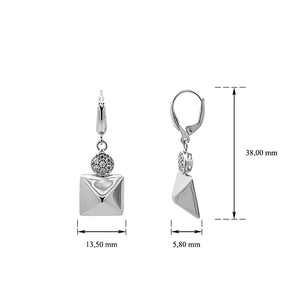 Vòng tai đeo dài bằng vàng trắng đính đá zircon
