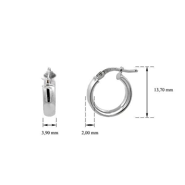 Vòng tai tròn bằng vàng trắng với bề mặt mịn màng