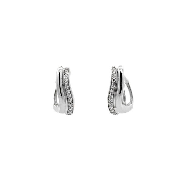Vòng tai tròn bằng vàng trắng đính đá zircon
