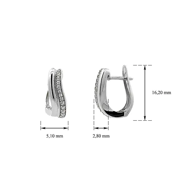 Vòng tai tròn bằng vàng trắng đính đá zircon