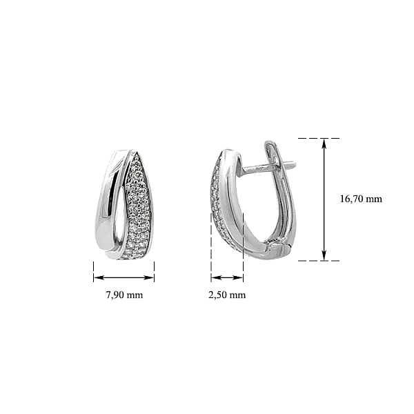 Vòng tai lấp lánh - Vàng trắng đính đá zircon tinh xảo