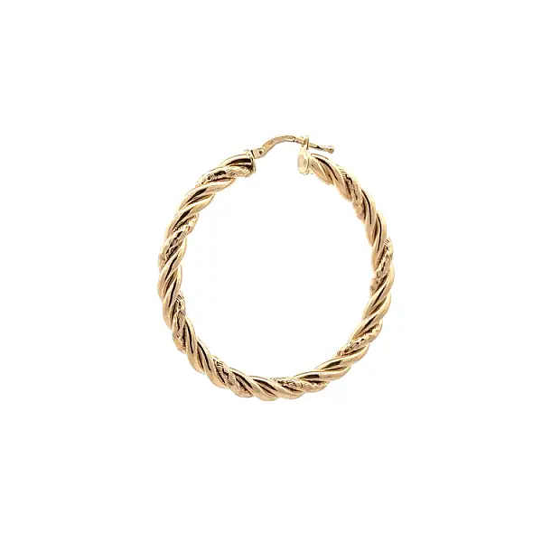 Vòng tai vàng vàng cao cấp hình tròn với thiết kế xoắn