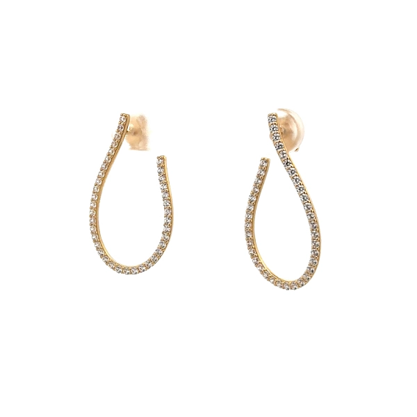 Vòng tai vàng hiện đại với đá zircon lấp lánh
