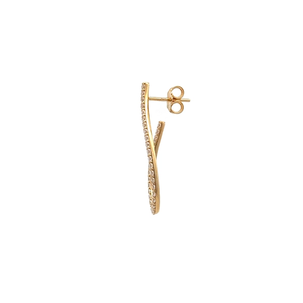 Vòng tai vàng hiện đại với đá zircon lấp lánh