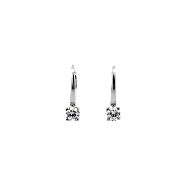Vòng tai đeo dài bằng vàng trắng với đá zircon lấp lánh