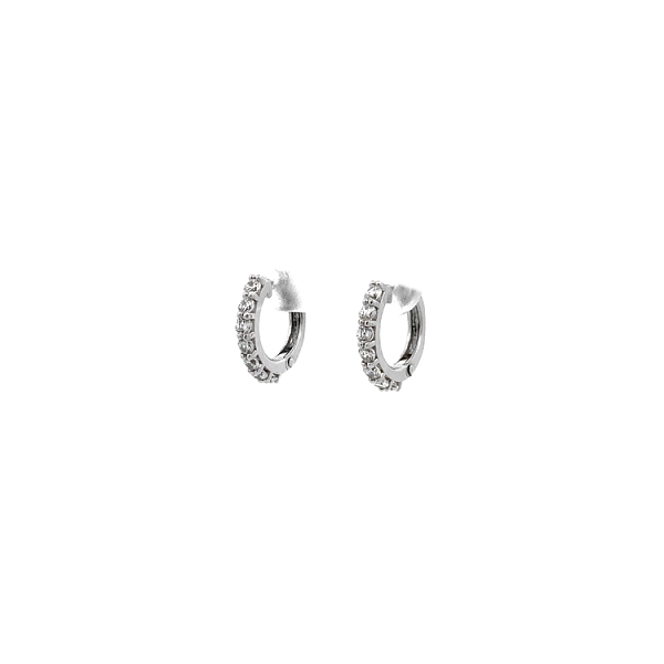 Vòng tai tròn với đá zircon trắng vàng