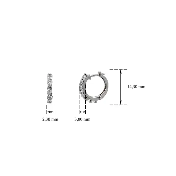 Vòng tai tròn với đá zircon trắng vàng
