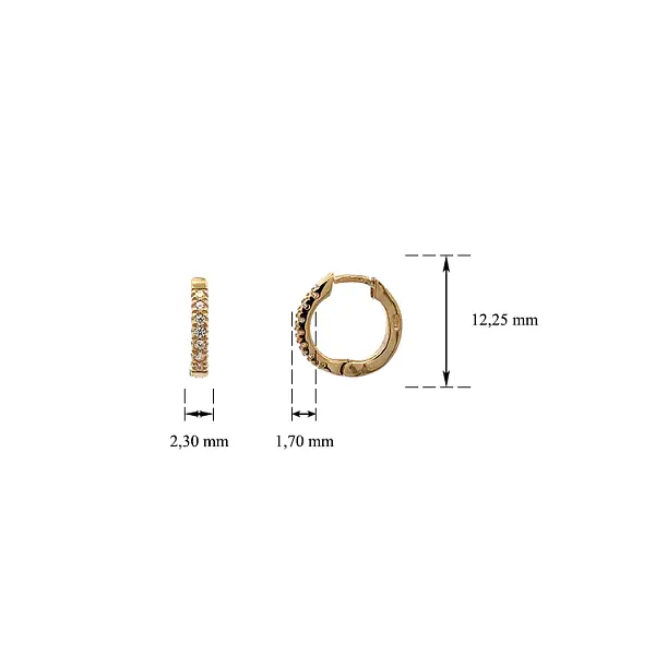 Vòng tai tròn vàng đính đá zircon