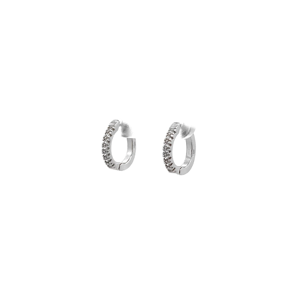 Vòng tai tròn với đá zircon trắng vàng