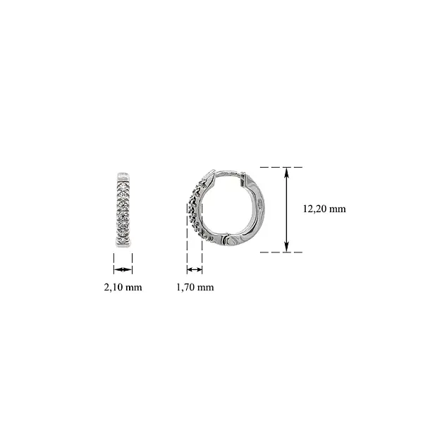 Vòng tai tròn với đá zircon trắng vàng
