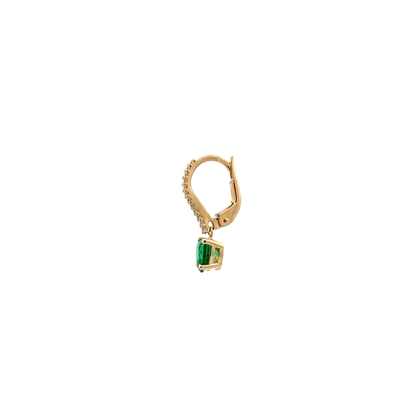 Vòng tai vàng đính zircon và hình trái tim màu xanh ngọc lục bảo