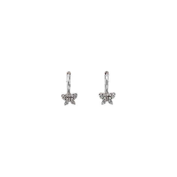 Bông tai hình bướm với đá zircon trắng vàng