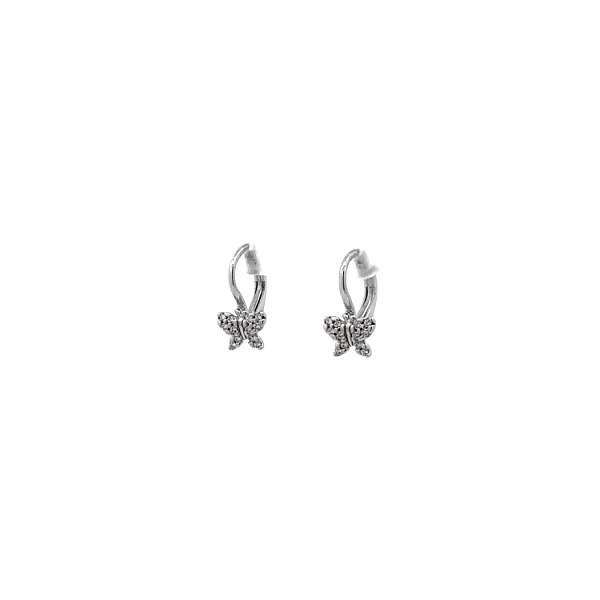 Bông tai hình bướm với đá zircon trắng vàng