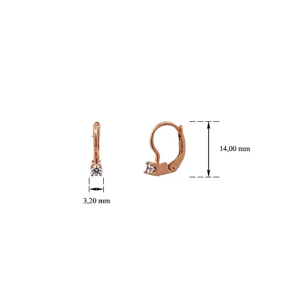 Khuyên tai với đá zircon màu hồng vàng