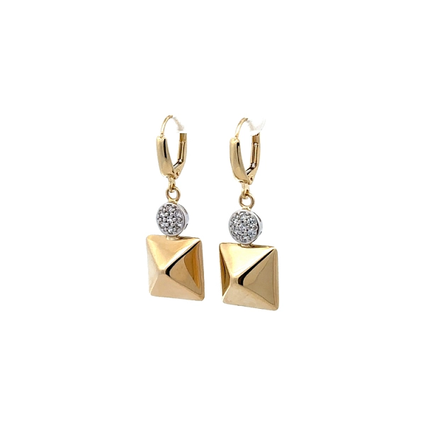 Vòng tai dạng chuỗi với đá zircon trong vàng