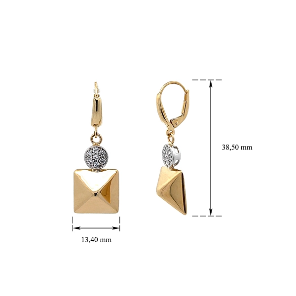 Vòng tai dạng chuỗi với đá zircon trong vàng
