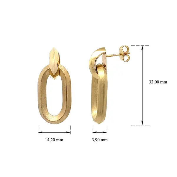 Vòng tai vàng đính đá lủng lẳng