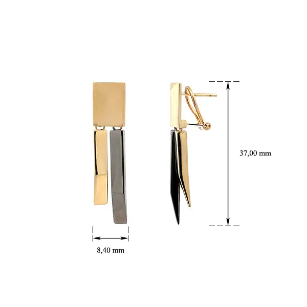 Vòng tai vàng đính đá lủng lẳng