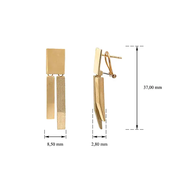 Vòng tai vàng đính đá lủng lẳng