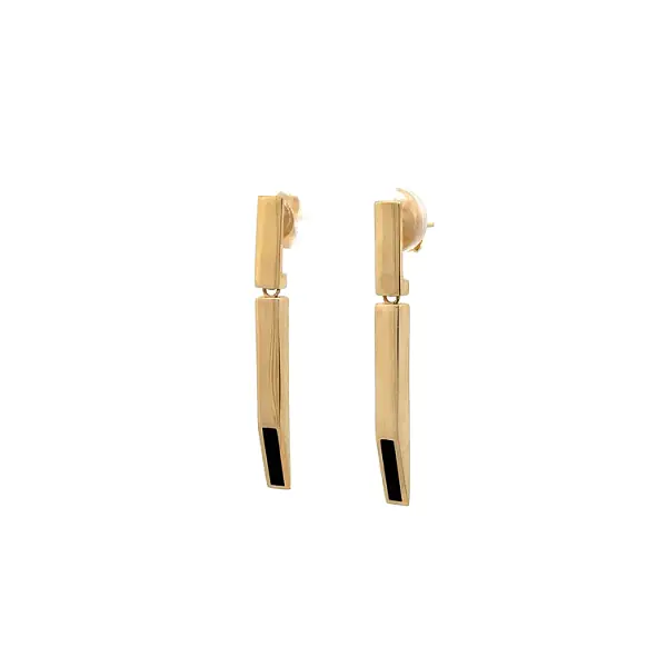 Vòng cổ và bông tai vàng với họa tiết men sứ