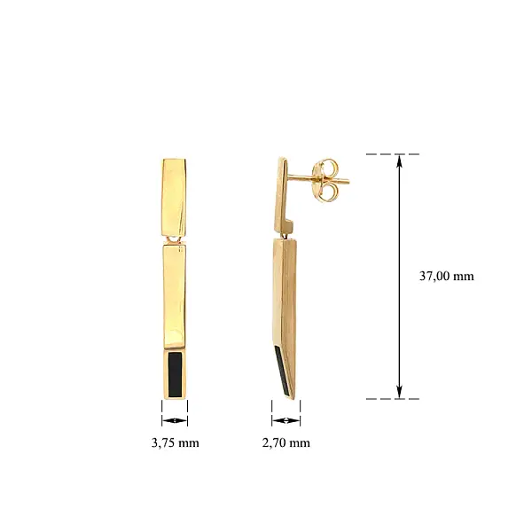 Vòng cổ và bông tai vàng với họa tiết men sứ