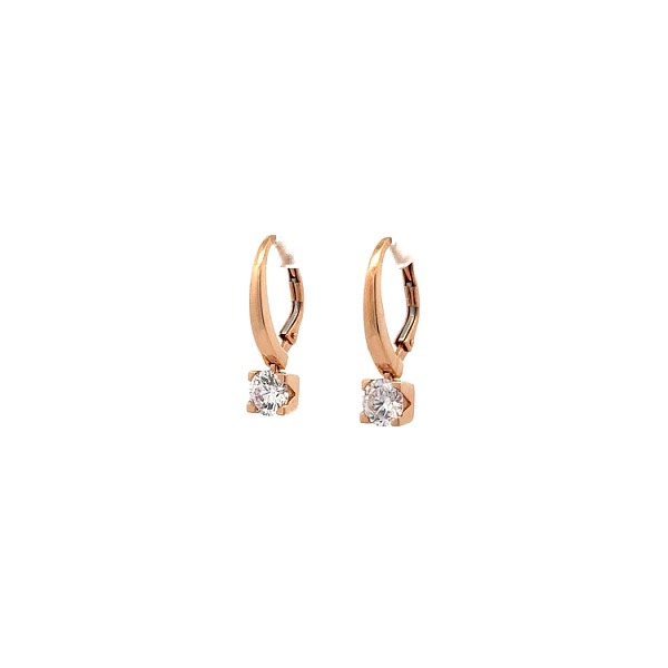 Khuyên tai với đá zircon màu hồng vàng
