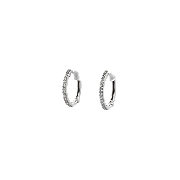 Vòng tai tròn với đá zircon trắng vàng