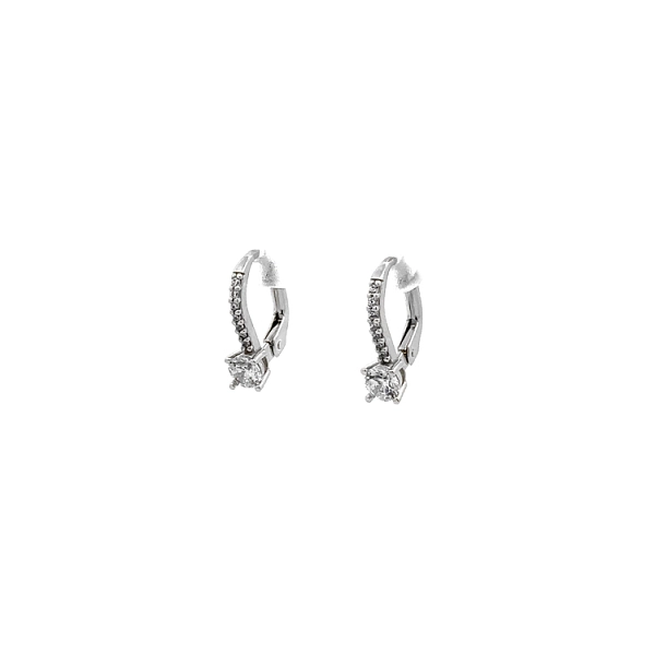Khuyên tai bằng vàng trắng đính đá zircon trắng