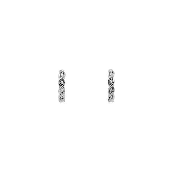 Vòng tai tròn với đá zircon trắng vàng