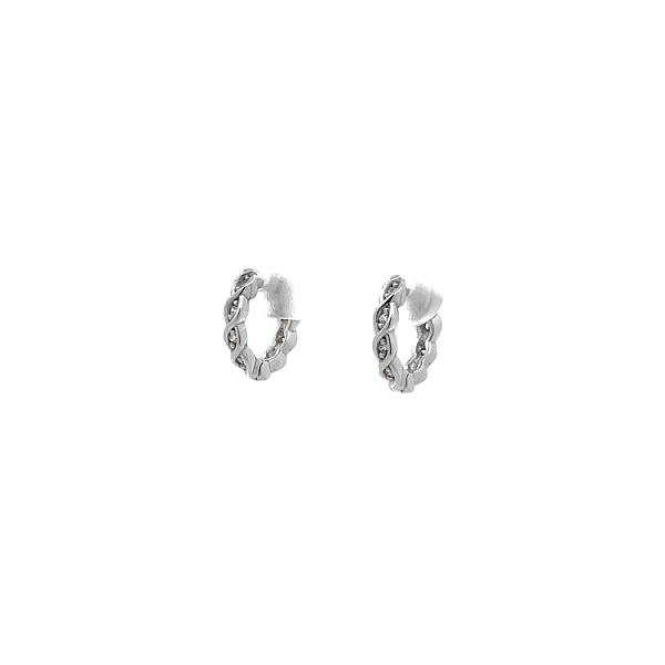 Vòng tai tròn với đá zircon trắng vàng