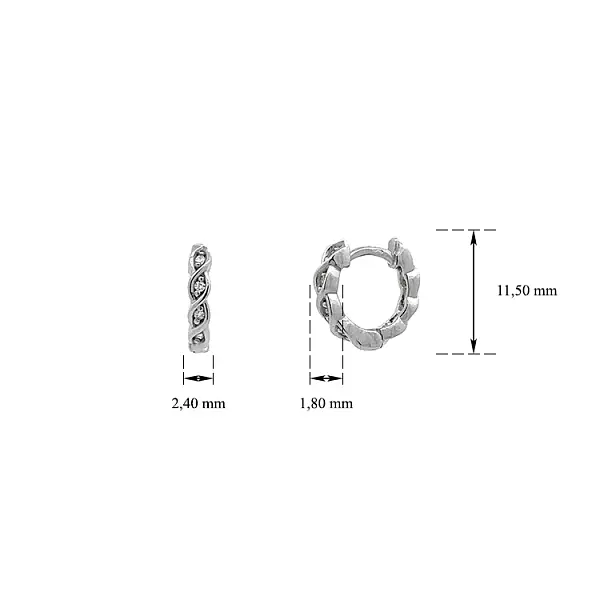 Vòng tai tròn với đá zircon trắng vàng