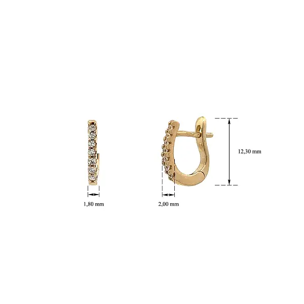 Vòng tai tròn vàng đính đá zircon