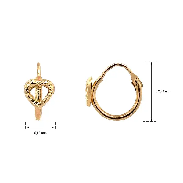 Vòng tai tròn vàng hình trái tim