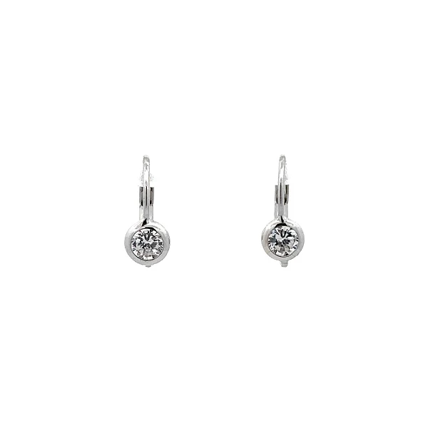 Khuyên tai bằng vàng trắng đính đá zircon trắng