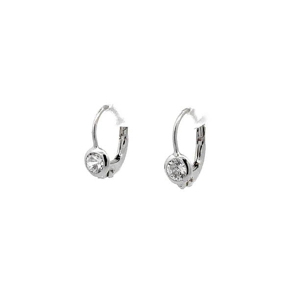 Khuyên tai bằng vàng trắng đính đá zircon trắng