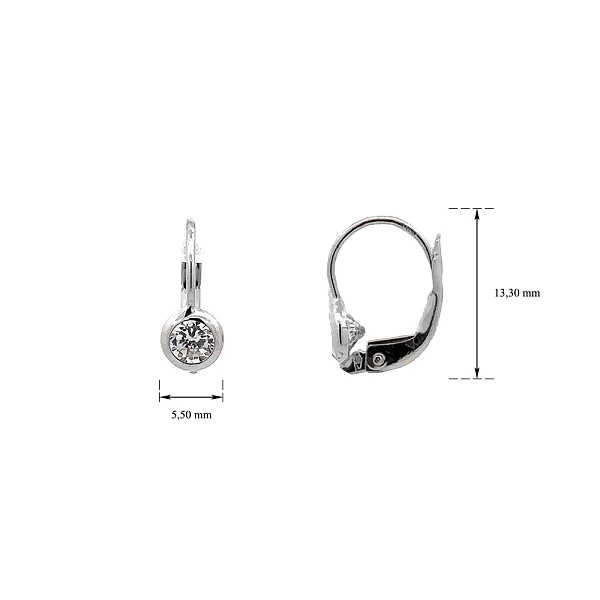 Khuyên tai bằng vàng trắng đính đá zircon trắng