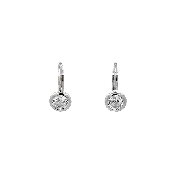 Khuyên tai bằng vàng trắng đính đá zircon trắng