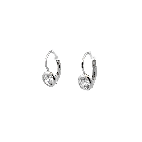 Khuyên tai bằng vàng trắng đính đá zircon trắng