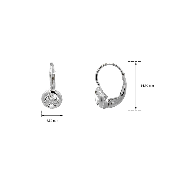 Khuyên tai bằng vàng trắng đính đá zircon trắng